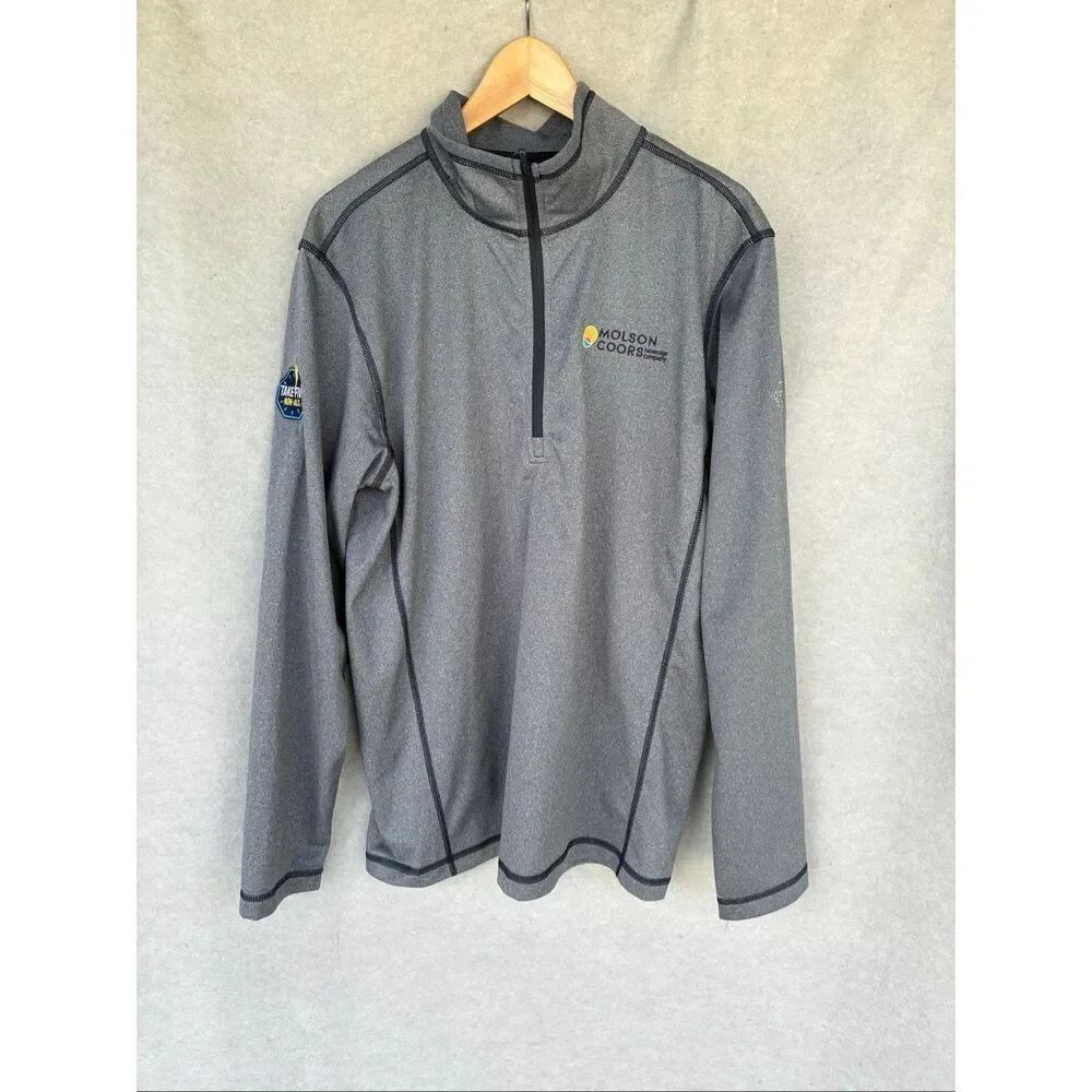 The North Face 1/4Zip Pullover Men L Gray Fleece Performance Jacket Logo Outdoor